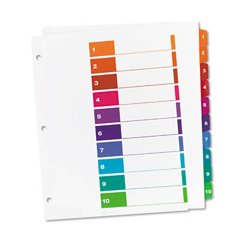 Extra Wide Ready Index Dividers with Multicolor Tabs - 10 Tab Letter Size (Set of 10) - Perfect for Office Filing, School Binders & Document Organization