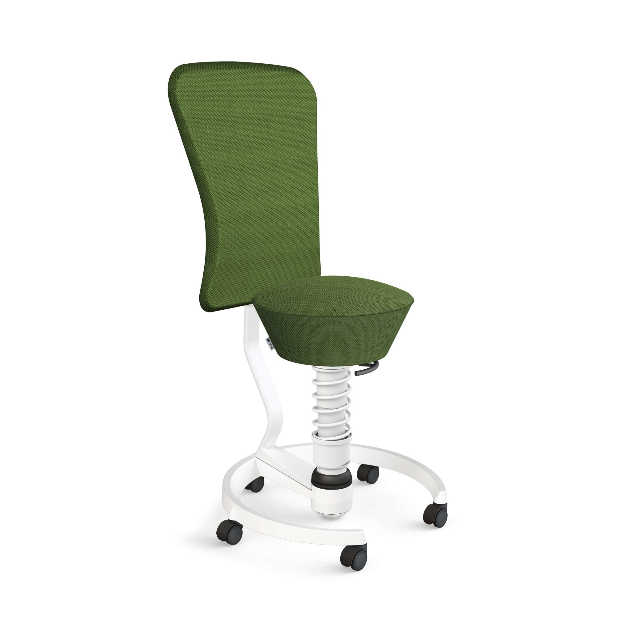 Aeris Swopper Active Sitting Chair with Adjustable Backrest & Casters - Ergonomic Office Stool for Home & Workplace - White - Perfect for Standing Desk Users & Back Pain Relief