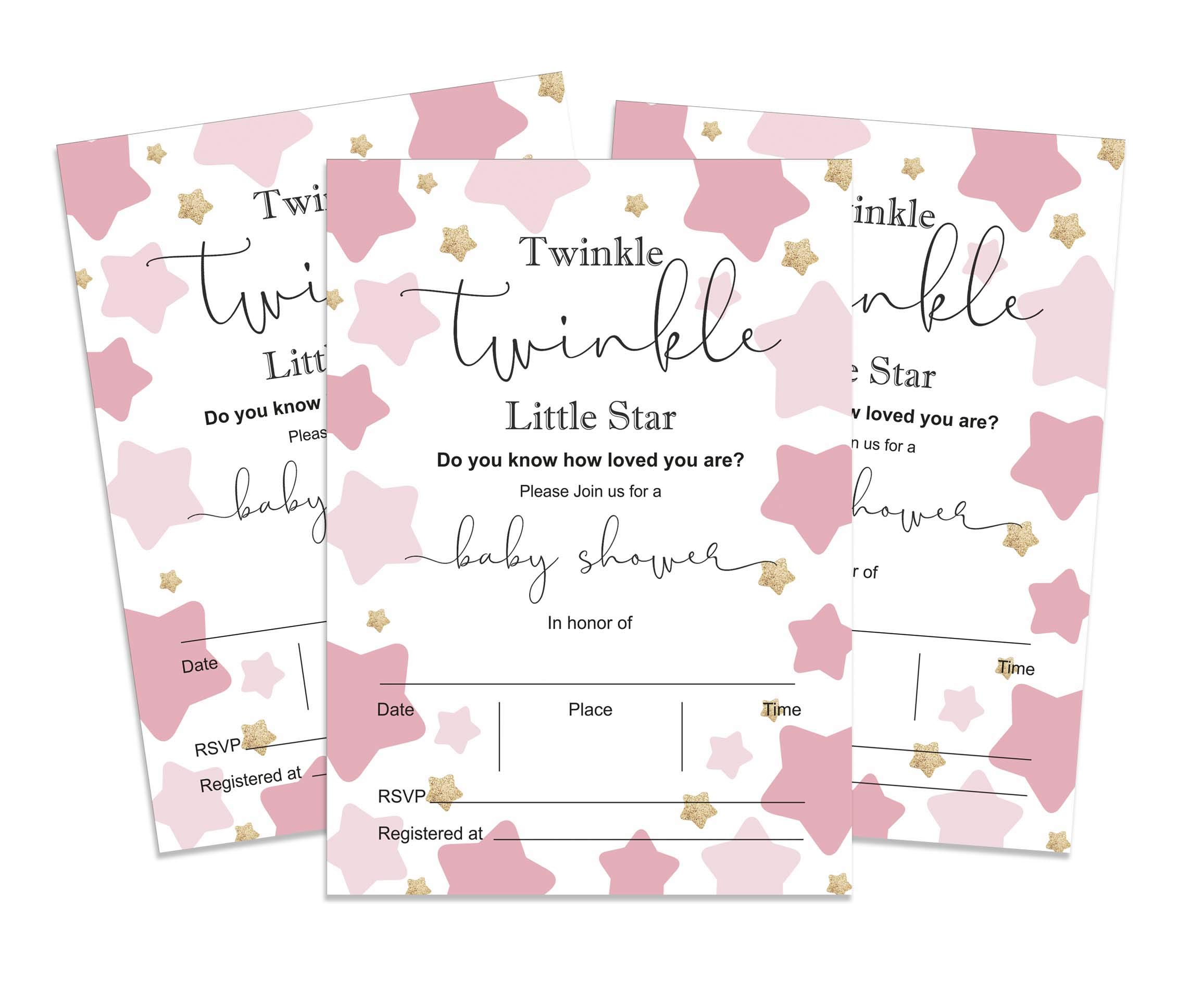 30-Pack Twinkle Twinkle Little Star Baby Shower Invitation Cards - Gender Reveal & Blank Invites for Boy/Girl - Perfect for Baby Showers, Gender Reveal Parties & Celebrations