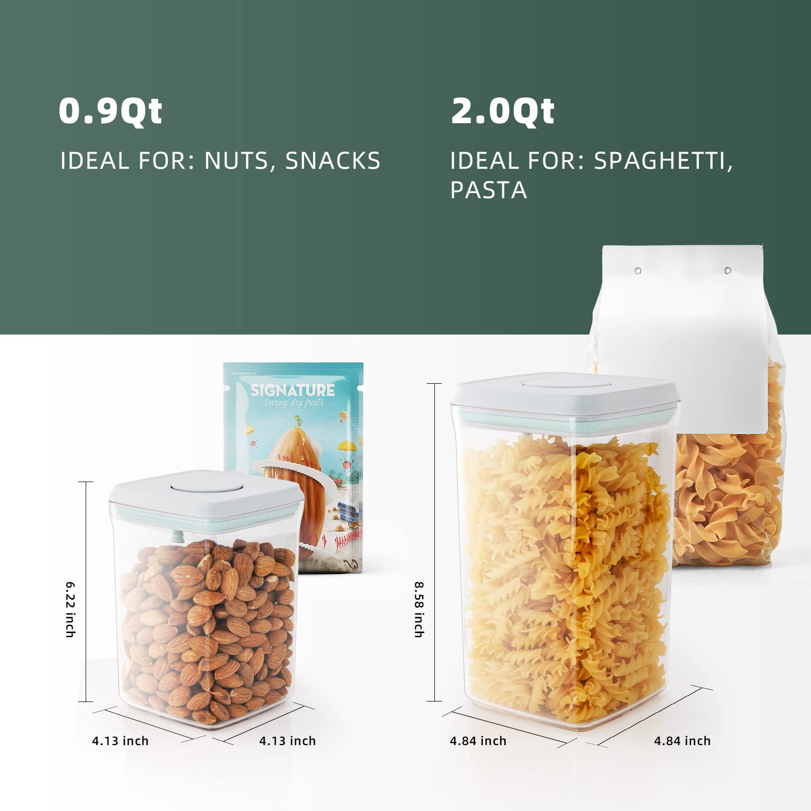 Airtight Food Storage Containers 2-Piece Set - Leakproof Kitchen Pantry Organizers for Cereal, Snacks, Dry Goods - BPA-Free Plastic with Secure Lids (2.0 Qt & 0.9 Qt) - Perfect for Meal Prep, Leftovers, and Bulk Food Storage