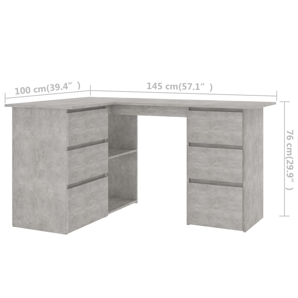 Modern Corner Desk with Storage - 57.1