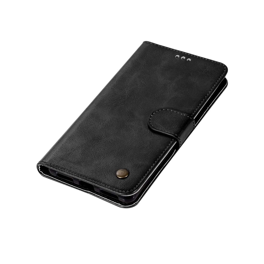 Retro Copper Button Crazy Horse PU Leather Flip Phone Case for Lenovo K8 Note with Card Holder, Wallet & Lanyard - Horizontal Flip Design (Wine Red/Black) - Perfect for Daily Use, Travel & Business Meetings