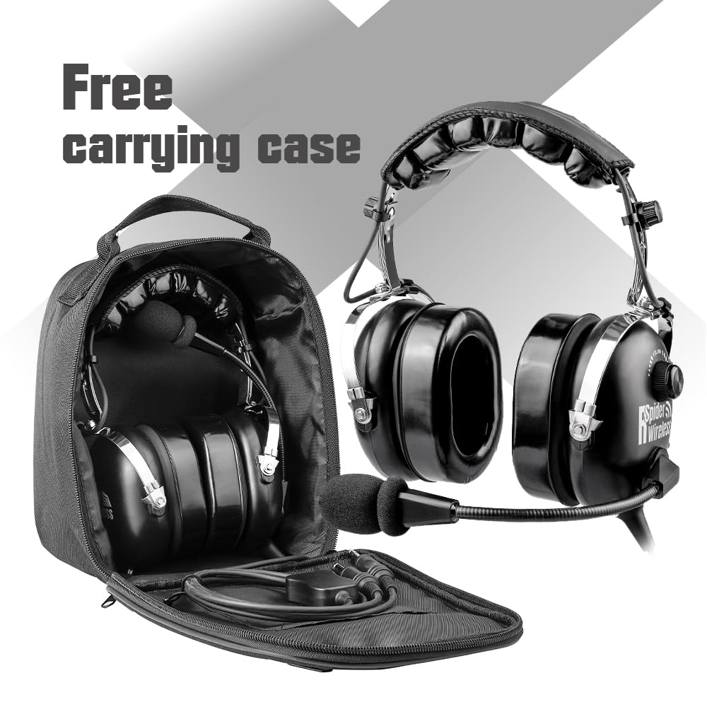 Professional Aviation Headset for Pilots - Noise Cancelling Headphones with 24dB Reduction, Comfort Ear Seals, MP3 Support & Carrying Case - Perfect for Flight Training, Commercial Flying and Cockpit Communication