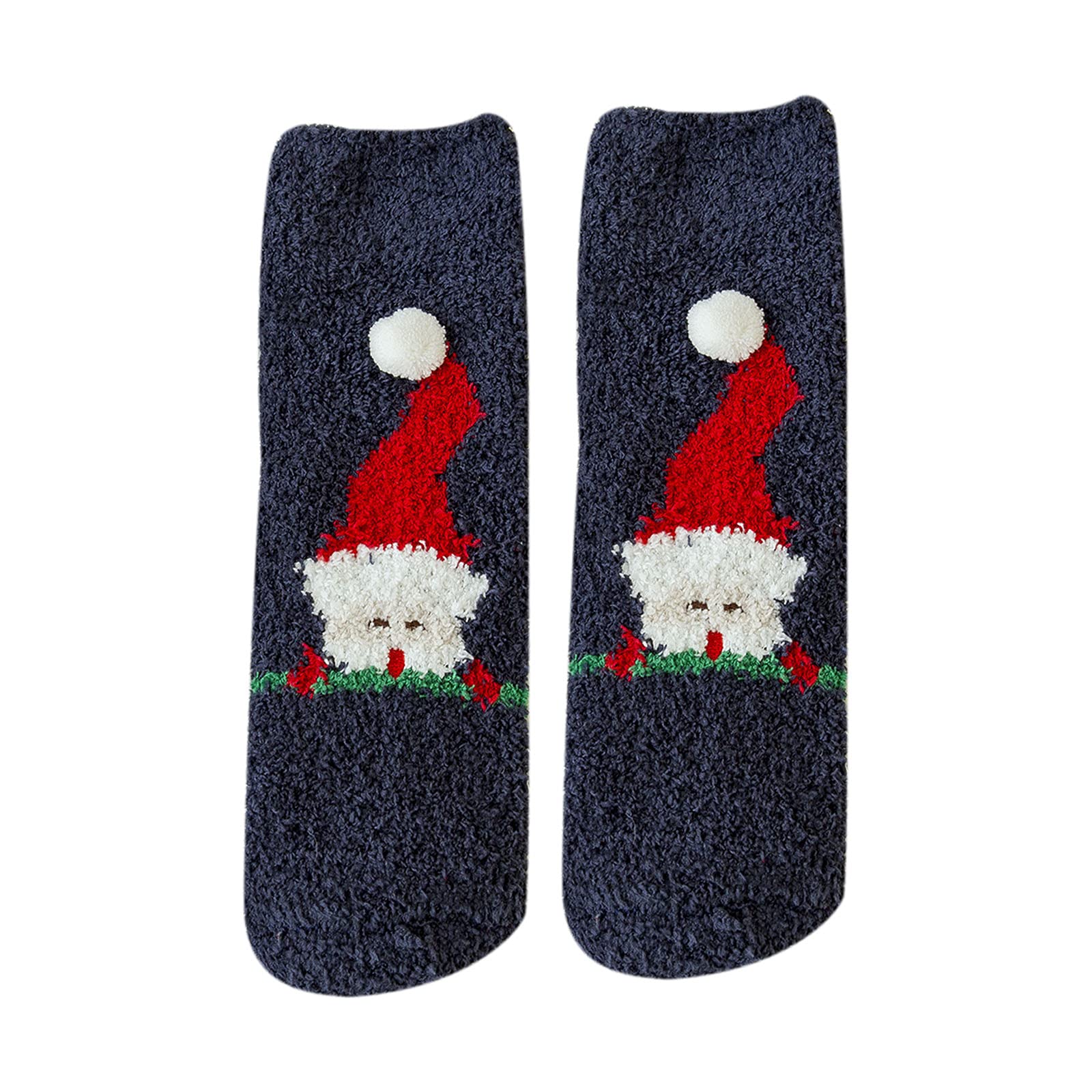 Christmas Thick Fuzzy Socks for Women - Cute Santa Deer Print Warm Winter Crew Socks | Cozy Holiday Gift, Home & Office Wear