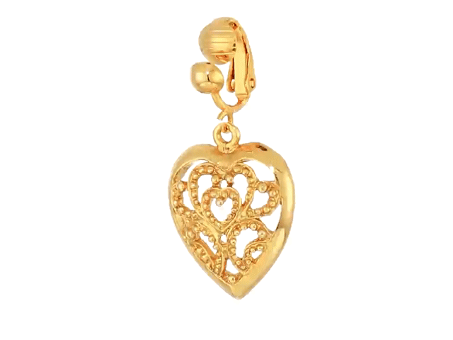 Vintage 1928 Jewelry Filigree Heart Clip-On Drop Earrings - Perfect for Weddings, Parties & Special Occasions