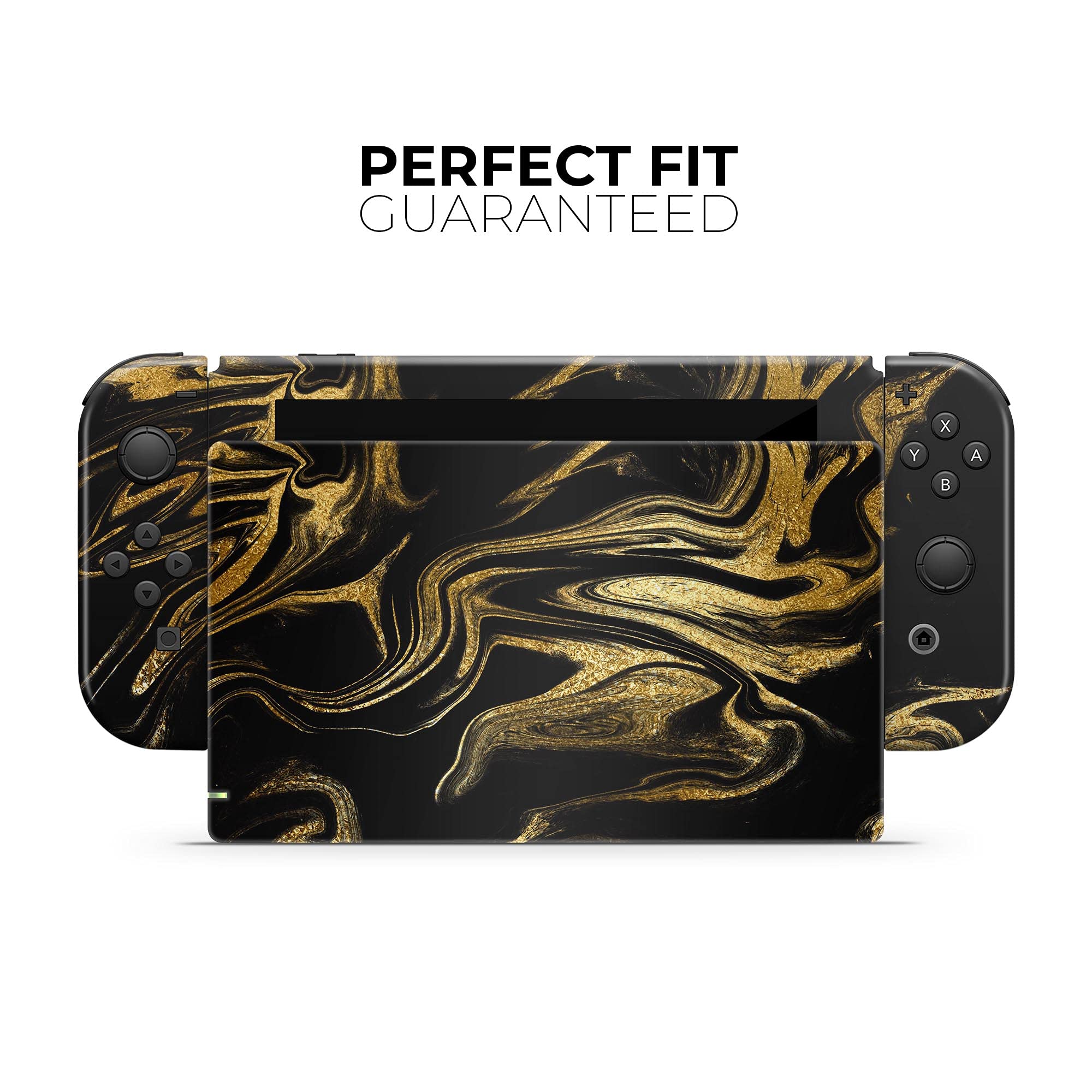 Nintendo Switch Lite Skin Decal - Black & Gold Marble Vinyl Wrap Cover | Scratch-Resistant, Removable Protective Case | Perfect for Gaming, Travel & Personalization