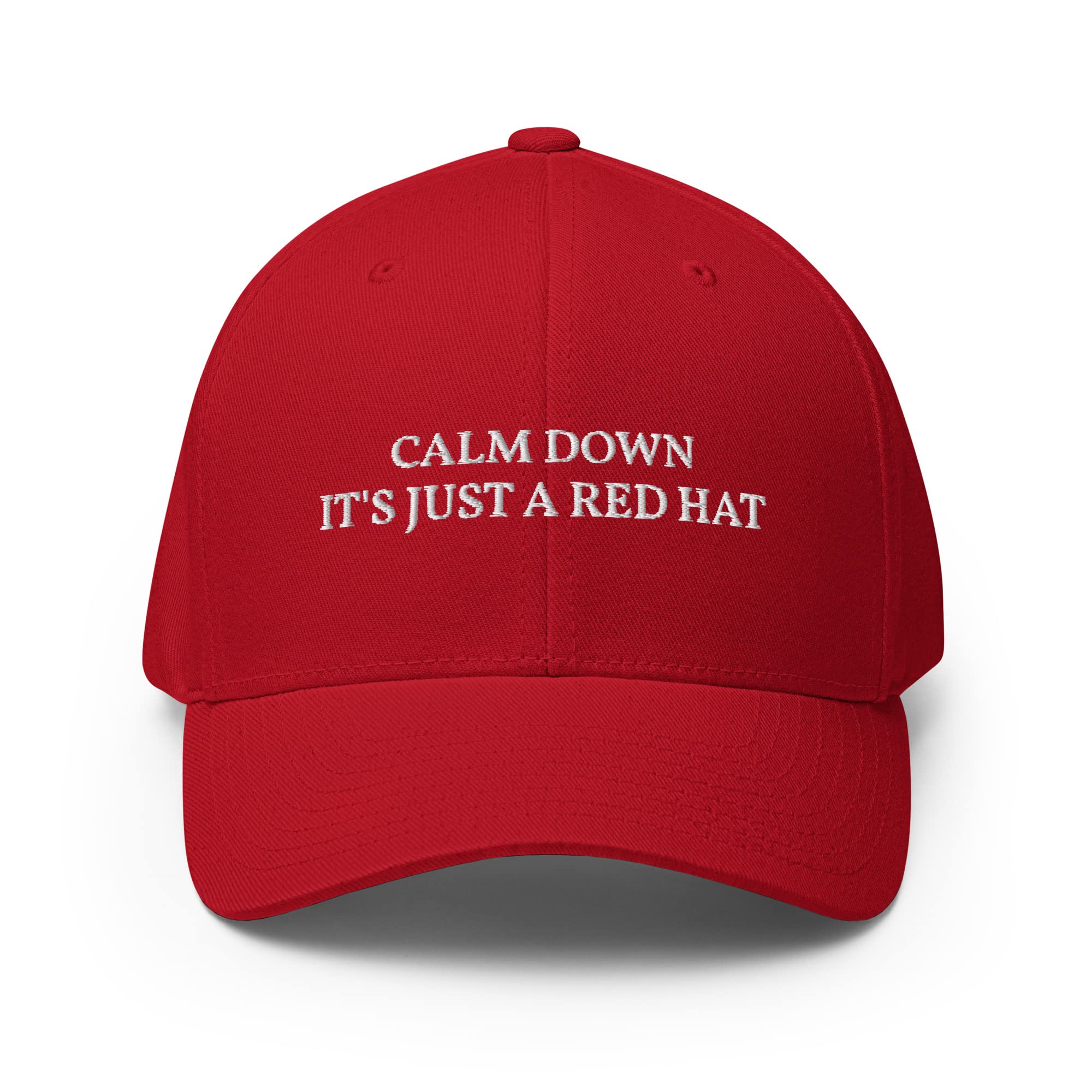 Funny MAGA Parody Dad Hat - Red Embroidered Flat Cap for Men & Women - Perfect for Political Satire, Parties & Casual Wear