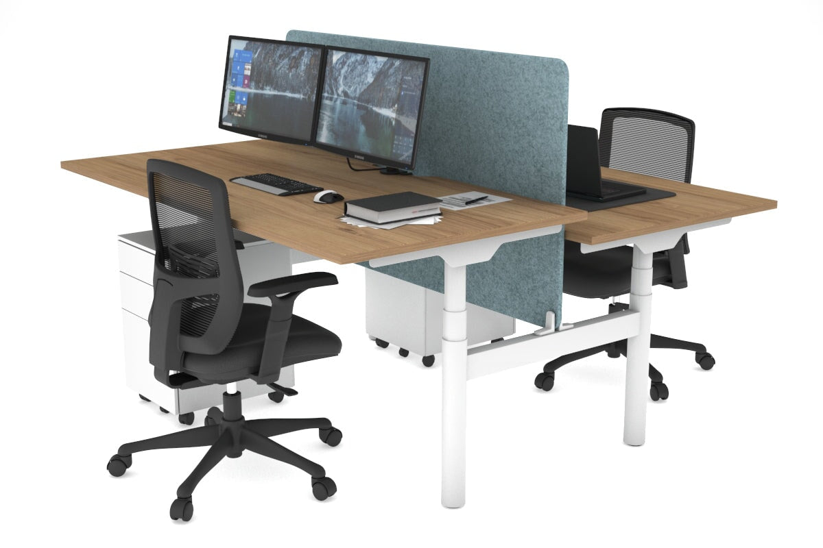 Flexi Premium Height Adjustable 2-Person H Bench Workstation - White Frame [1800L x 800W with Cable Management] - Ideal for Office, Home Workspace & Collaborative Environments