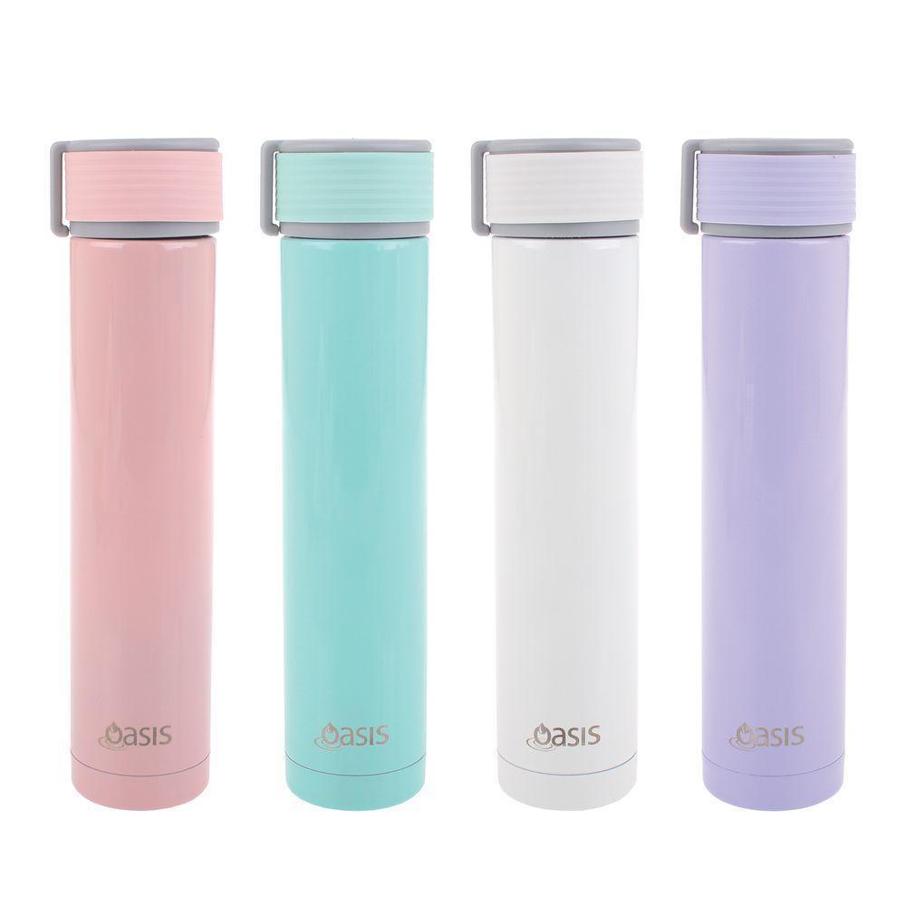 Oasis 250ml Skinny Mini Pastel Insulated Water Bottle - Leak Proof, BPA Free, Lightweight Stainless Steel Tumbler for Kids, Teens & Adults - Perfect for School, Gym, Hiking & Outdoor Activities