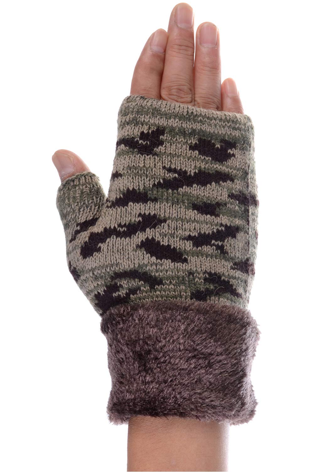Women's Winter Knit Fingerless Gloves - Fleece Lined, Fashionable Assorted Patterns & Colors for Cold Weather, Driving, Typing & Outdoor Activities