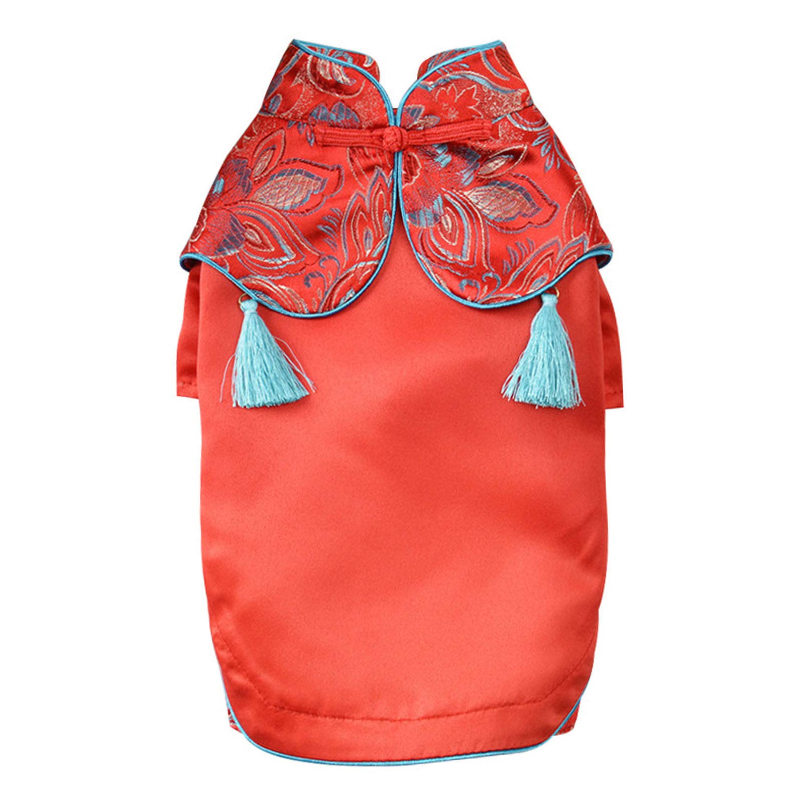 Chinese Style Cotton Cheongsam Dog Dress for Small Medium Large Puppies - Red, Spring & Summer Pet Costume for Girl Dogs | Perfect for Parties, Photos & Special Occasions