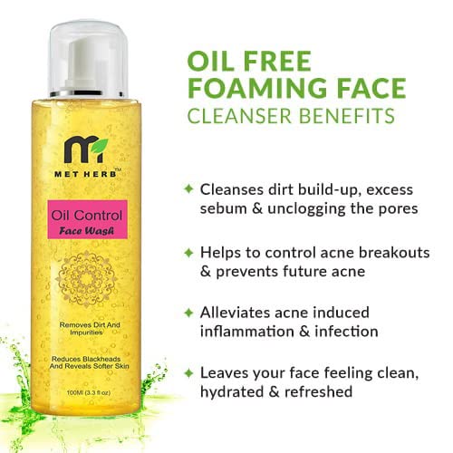 MET HERB Deep Cleansing Coffee Face Wash for Oil Control - Exfoliating Facial Cleanser for Men & Women | Daily Anti-Pollution & Pore Minimizing Face Wash | 100ml | Perfect for Summer Skincare & Morning Routine