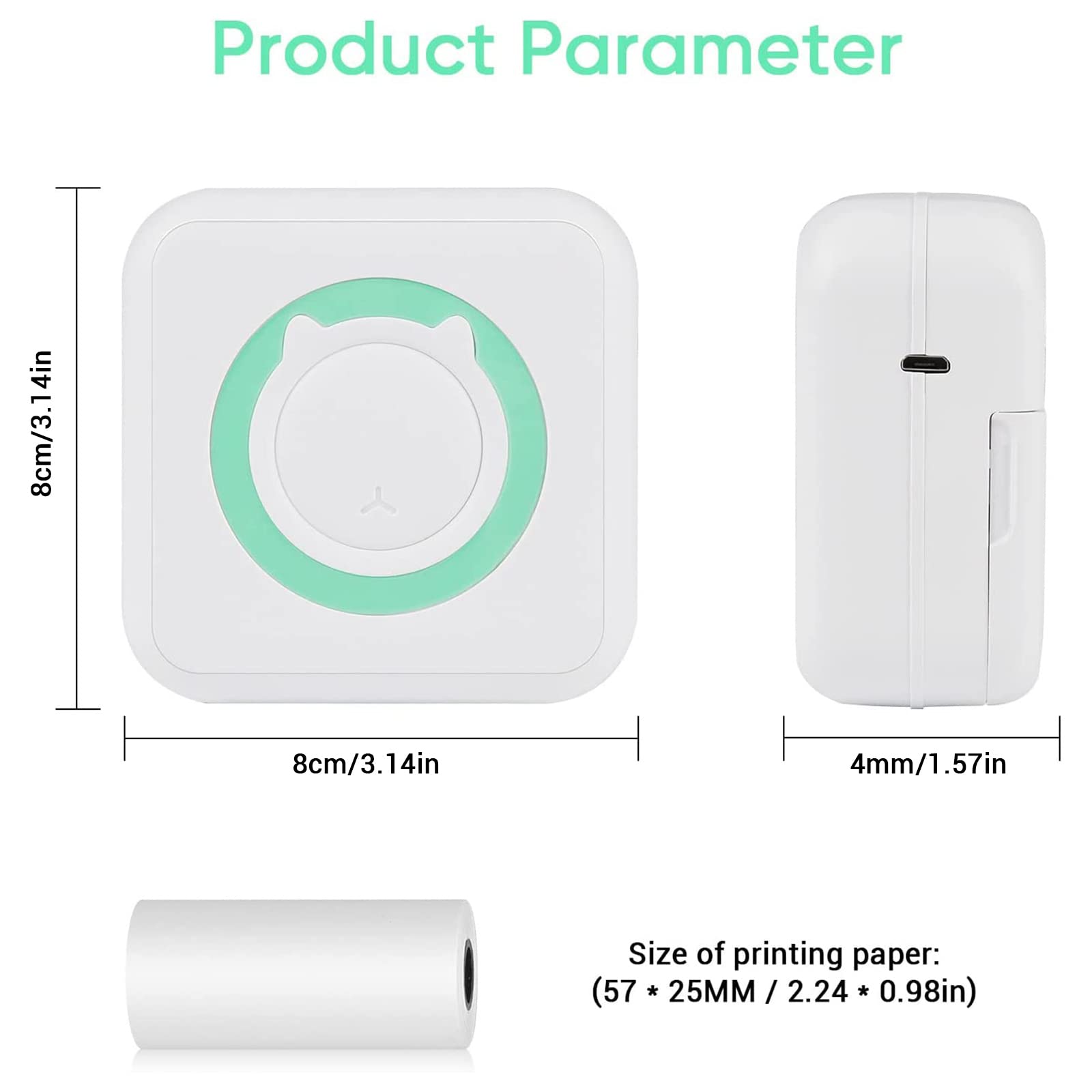 Mini Photo Printer | Portable Wireless Bluetooth Thermal Printer for Smartphones | Instant Mobile Photo Printing for Learning, Notes, Journals & Lists | Perfect for Students, Office & Travel Use