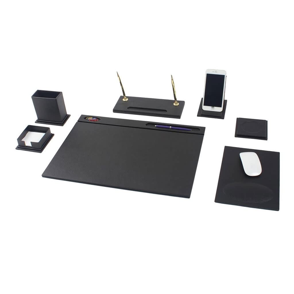 CUJUX 8-Piece Leather Desk Organizer Set - Premium Office Accessories for Desk Organization, Includes Pen Holder & File Tray - Perfect for Home Office, Workstation & Executive Desk Setup