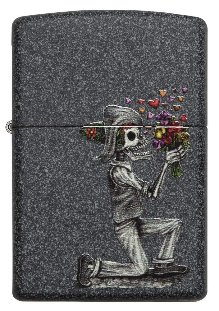 Zippo Skeleton Flowers Iron Stone Pocket Lighter Gift Set - Perfect for Outdoor Camping, Hiking, and Everyday Carry (EDC)
