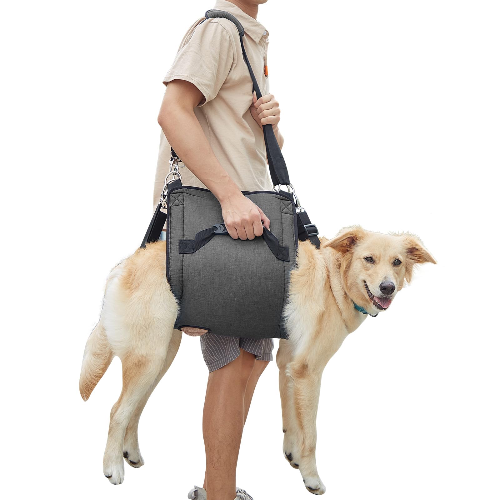 COODEO Dog Lift Harness - Adjustable Pet Sling Carrier for Senior Dogs with Joint Pain, Arthritis & Injuries - Emergency Support for Nail Trimming, Stairs & Rehabilitation (2XL, Black) - Perfect for Elderly Pets, Post-Surgery Care & Mobility Assistance