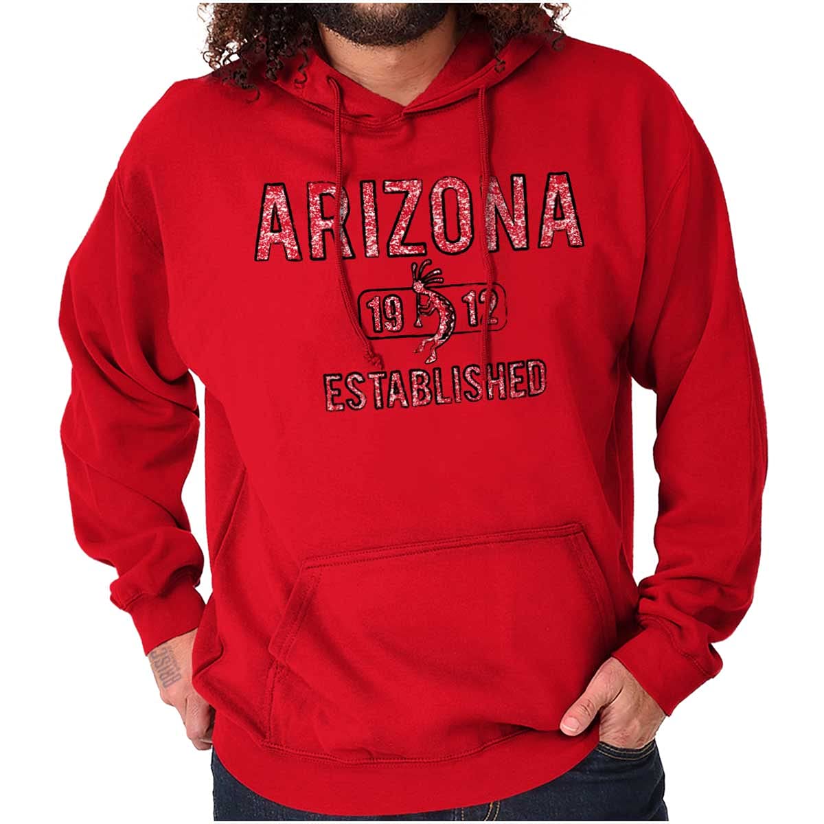 Brisco Brands Arizona Kokopelli Stencil Distressed Hoodie Sweatshirt for Women & Men - Cozy Pullover for Casual Wear, Outdoor Activities & Street Style Fashion