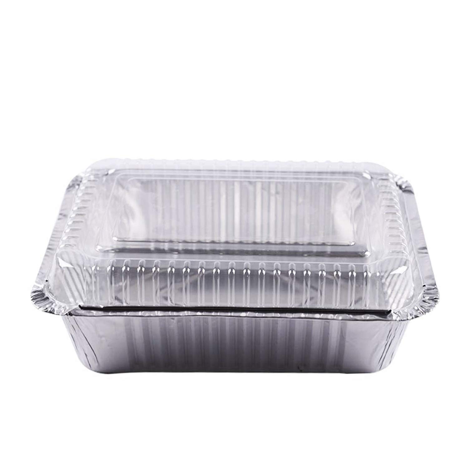 TigerChef 60-Pack 5 lb Aluminum Foil Pans with Clear Dome Lids - 9.63