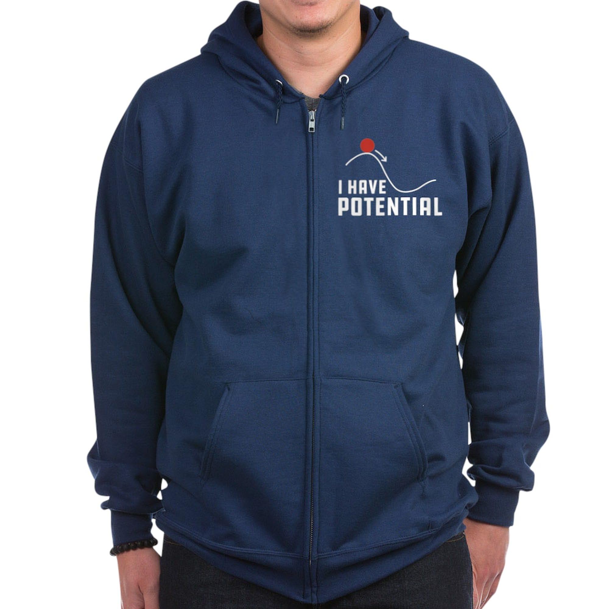 CafePress I Have Potential Zip Hoodie for Men - Dark Zip-Up Hooded Sweatshirt | Casual Wear, Street Style, Gifts for Him