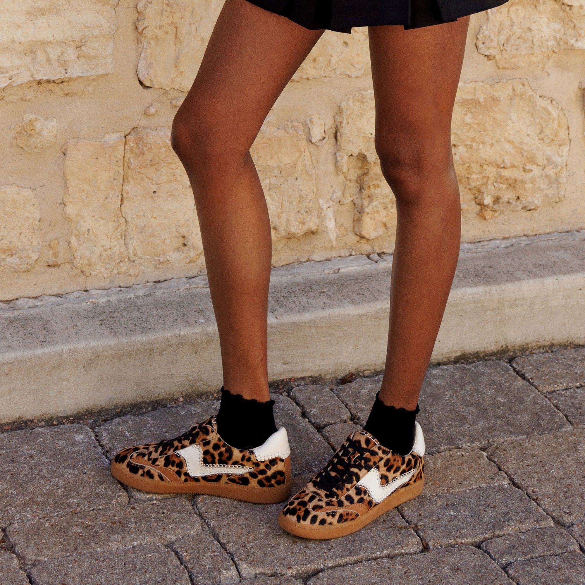 Notice Stitch Sneakers - DK Leopard Calf Hair Women's Fashion Shoes for Casual Wear & Street Style
