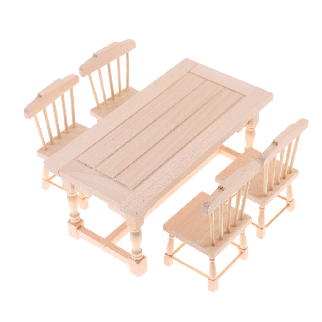 1:12 Scale Dollhouse Miniature Kitchen Furniture Set - Mini Table & Chairs for Realistic Dollhouse Decor | Perfect for Collectors, DIY Projects & Kids Playrooms