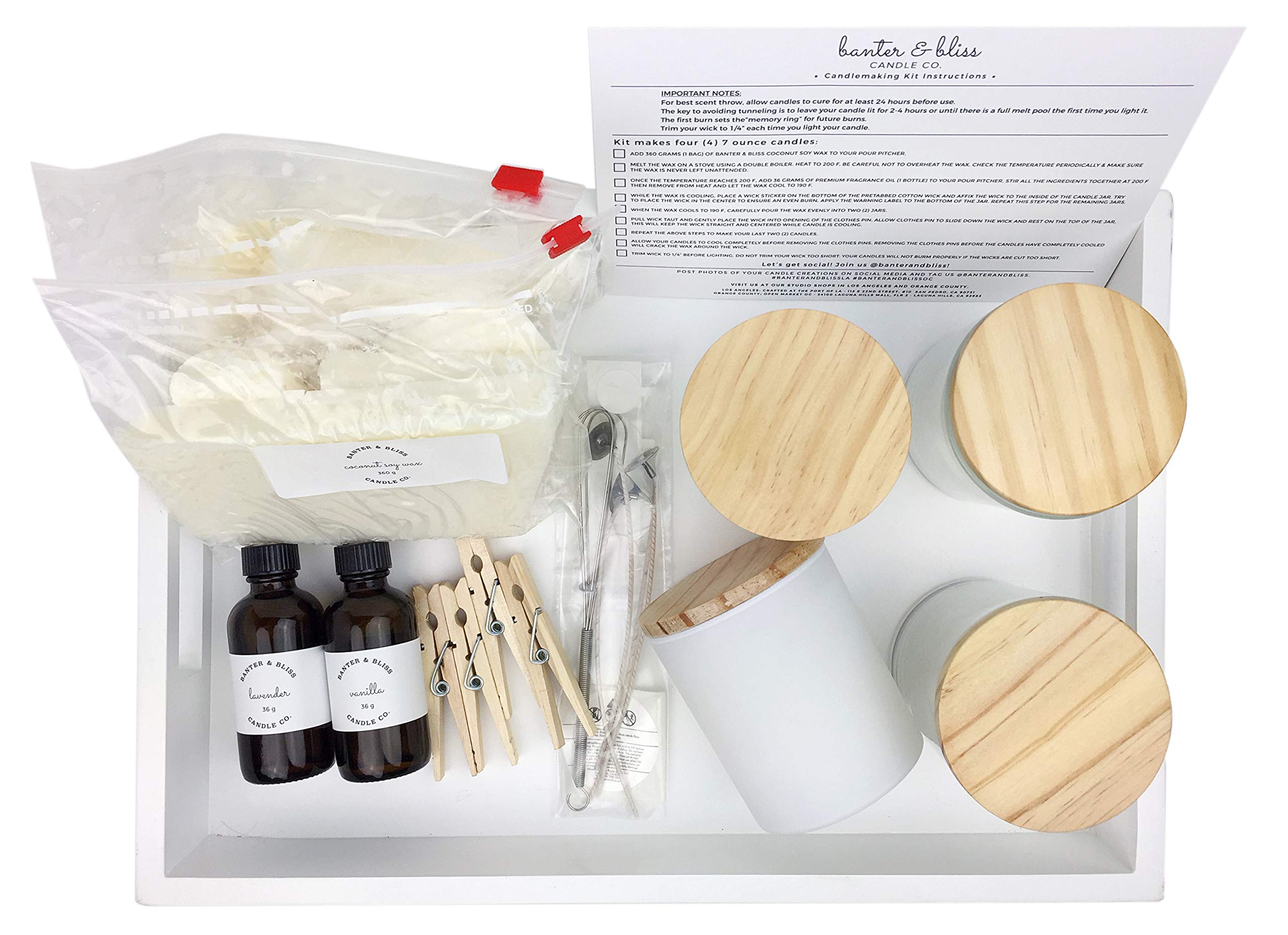 Banter & Bliss DIY Coconut Wax Candle Making Kit - 32-Piece Set for 4 Handmade 7 oz Candles | Eco-Friendly, Minimalist & Modern Home Decor | Perfect for Gifts, Weddings, Relaxation & Aromatherapy