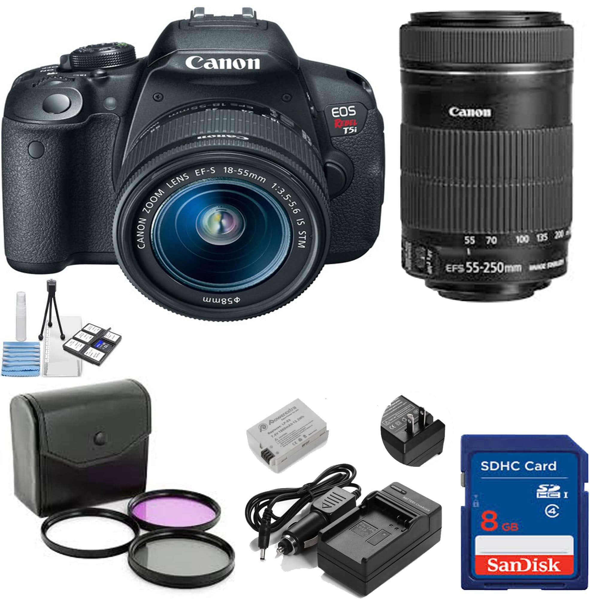 Canon EOS Rebel T5i DSLR Camera Bundle with 18-55mm & 55-250mm EF-S IS STM Lenses - Perfect for Photography, Travel & Vlogging