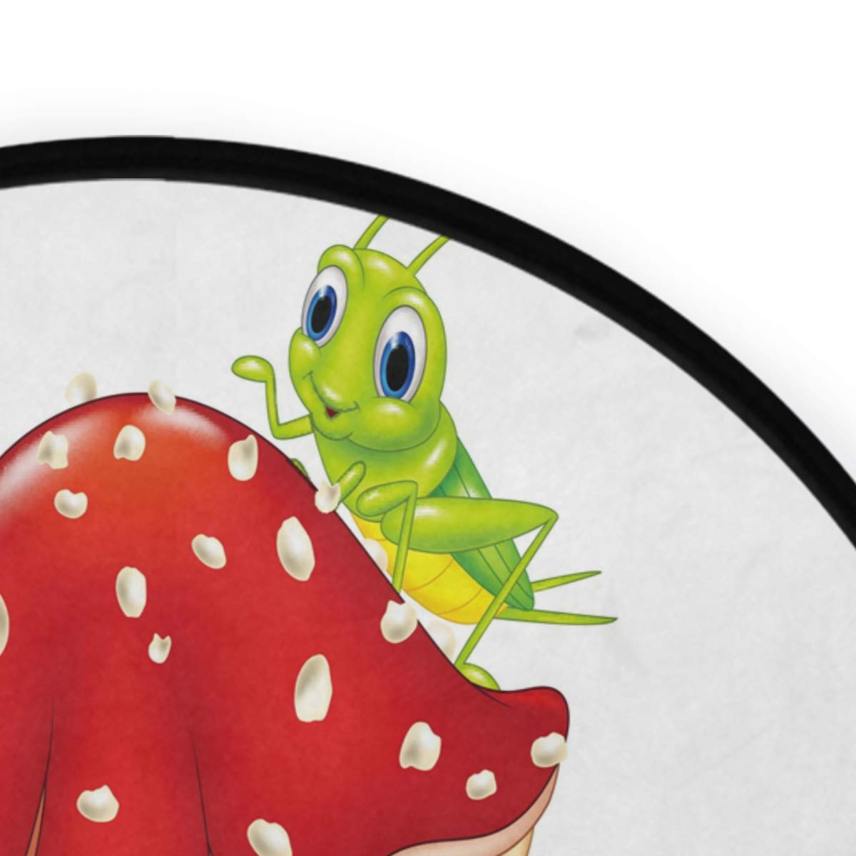 ALAZA Cartoon Mushroom Ladybug Round Area Rug 3' Diameter (92 cm) - Soft Non-Slip Floor Mat for Living Room, Bedroom, Nursery & Kids Playroom - Cute Home Decor for Girls & Boys