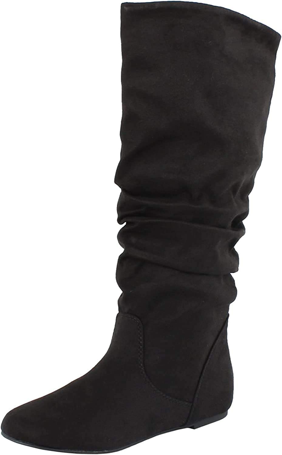 Soda Women's Zuluu Slouchy Faux Leather Knee High Flat Boots - Comfortable Casual Winter Shoes for Women, Perfect for Office, Date Night & Everyday Wear