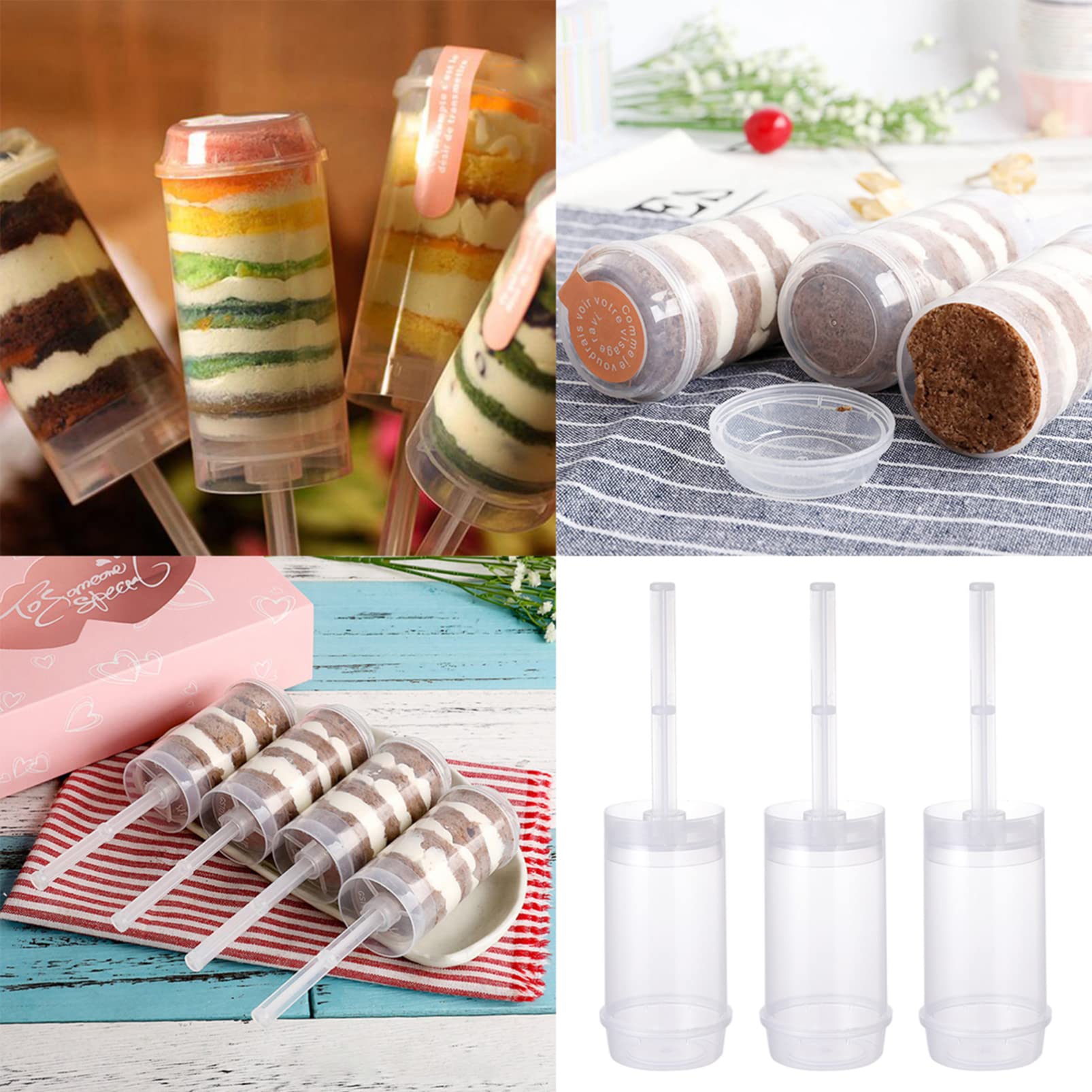 UPKOCH 30-Pack Clear Plastic Cupcake Containers with Lids - Round Push Up Cake Shooter for Cake Pops, Desserts & Freezer Treats - Perfect for Parties, Baking & Food Storage