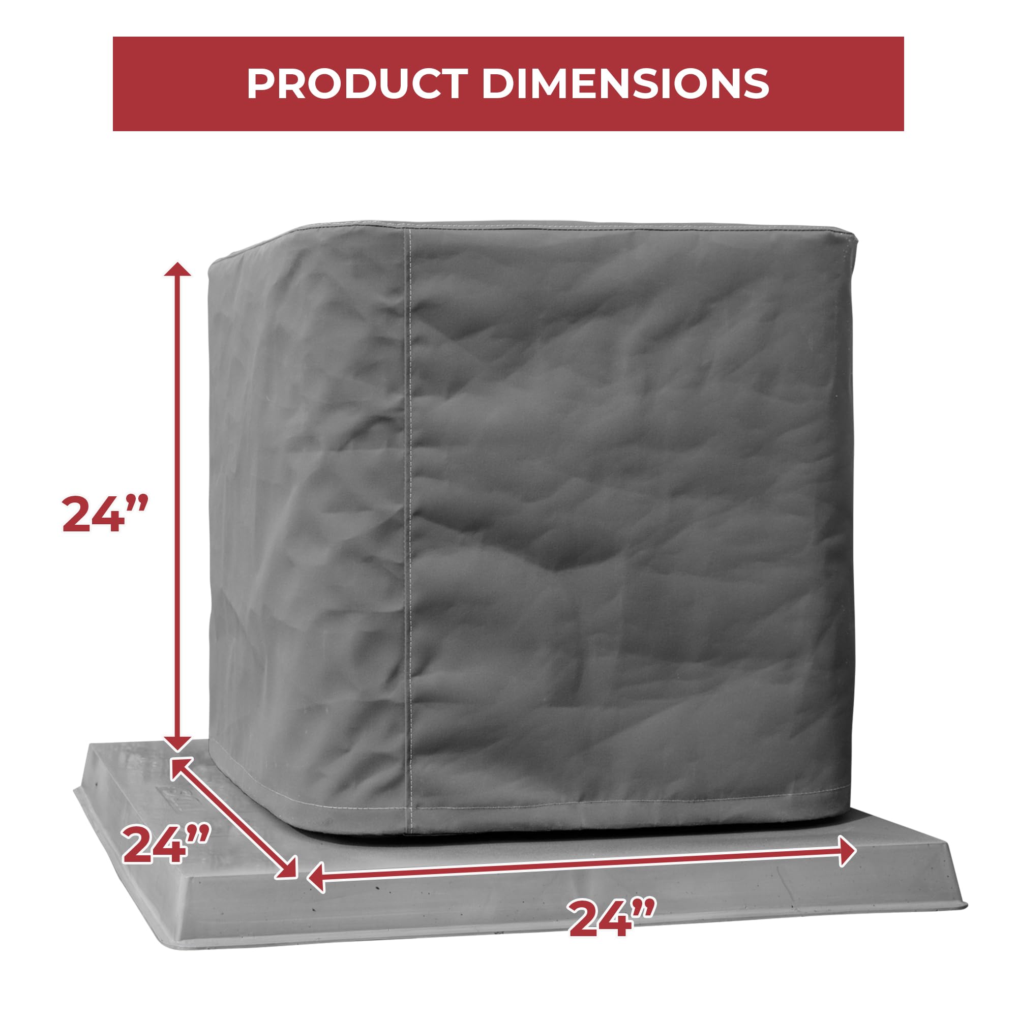 Premium Waterproof Outdoor Air Conditioner Cover - All-Weather Heavy Duty Canvas AC Protector (24x24x24 Inches, Charcoal Gray) - Made in USA with 20-Year Warranty - Perfect for Home, RV & Seasonal AC Unit Protection