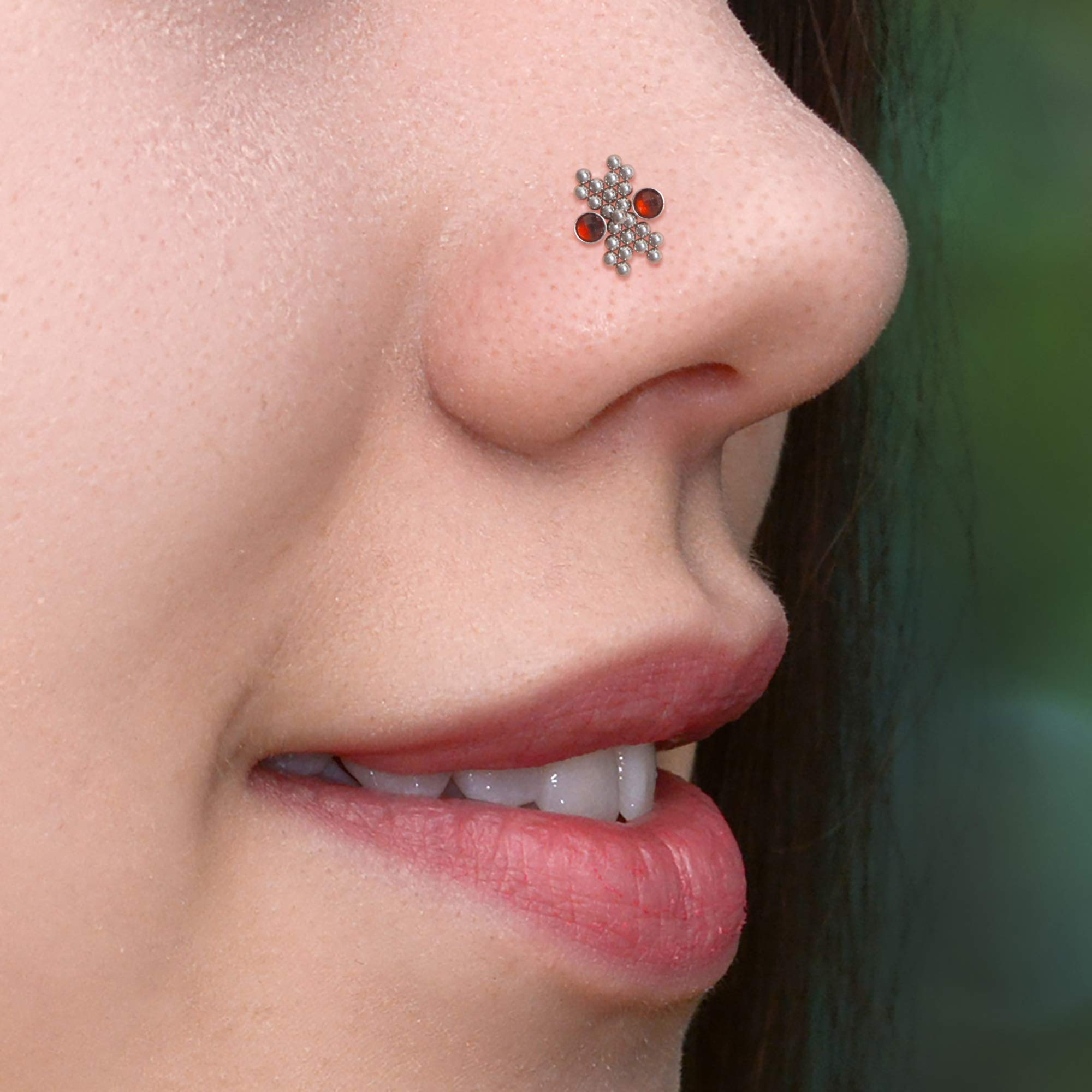 Surgical Steel Nose Ring Stud - Garnet Nostril Screw Stud for Nose Piercing Jewelry | Perfect for Everyday Wear, Parties & Special Occasions