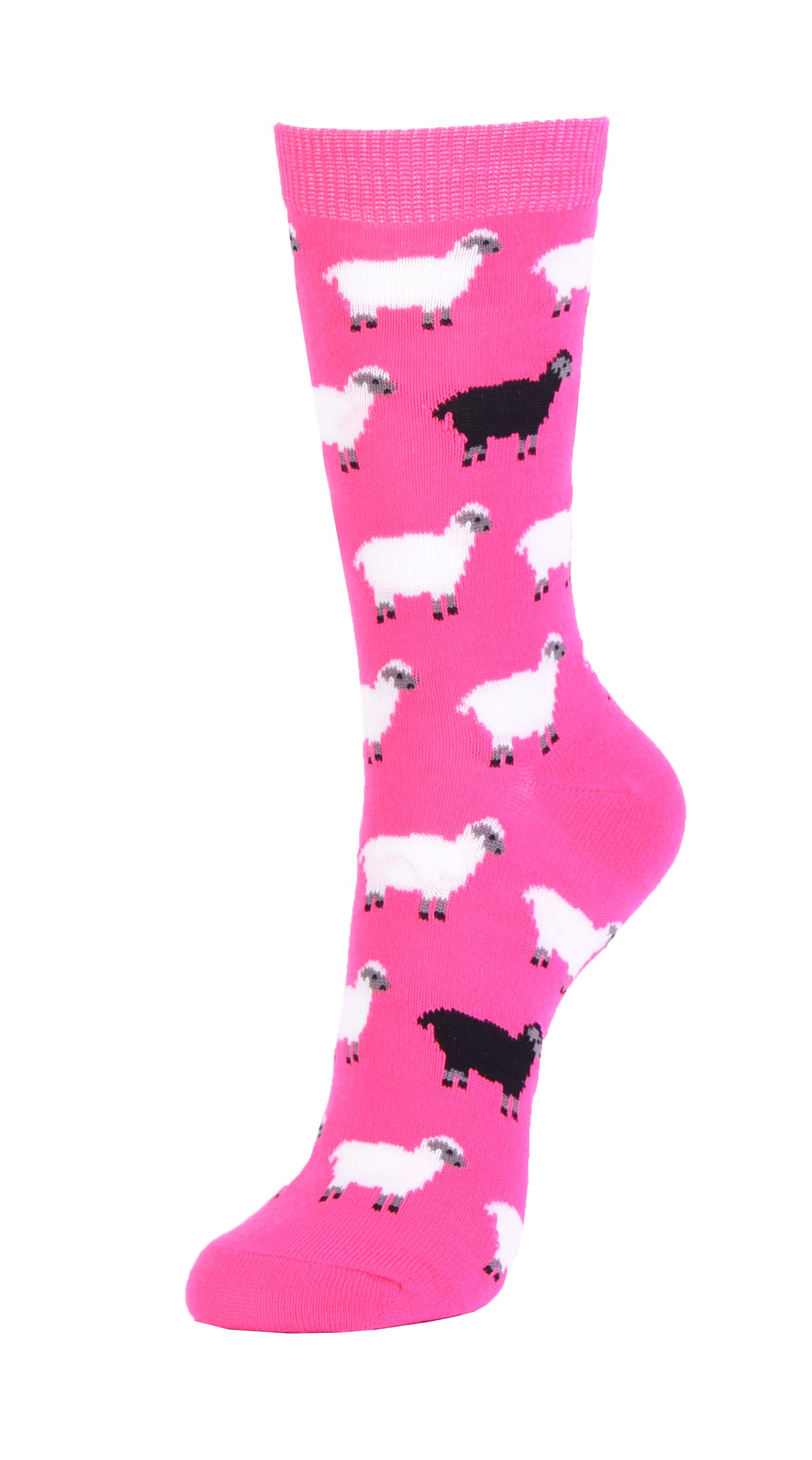 Women's Novelty Crew Socks (3 Pairs) - Black Sheep Design - Comfortable Cotton Blend Socks for Casual Wear, Gifts, and Everyday Use
