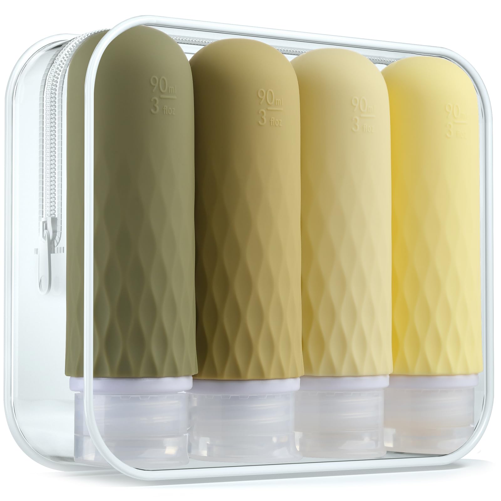 Gemice 3oz Travel Bottles TSA Approved - Leak Proof Squeezable Containers for Shampoo, Conditioner & Lotion (4 Pack) - Perfect for Airplane Carry On, Gym & Vacation Toiletries