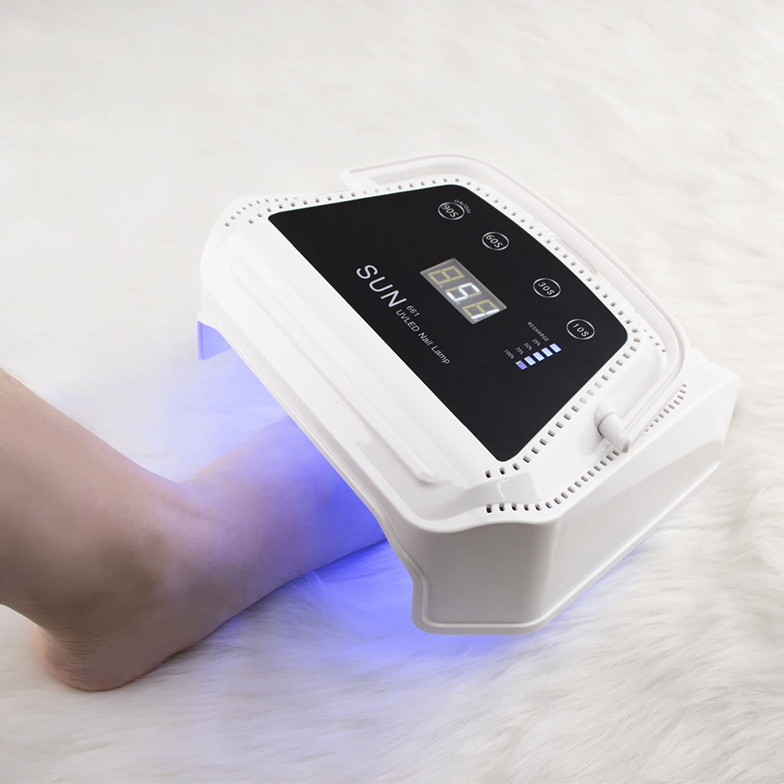72W Portable Cordless UV LED Nail Dryer Light - Rechargeable Manicure Lamp for Gel Polish Drying with Anti-UV Gloves | Perfect for Home & Salon Nail Care