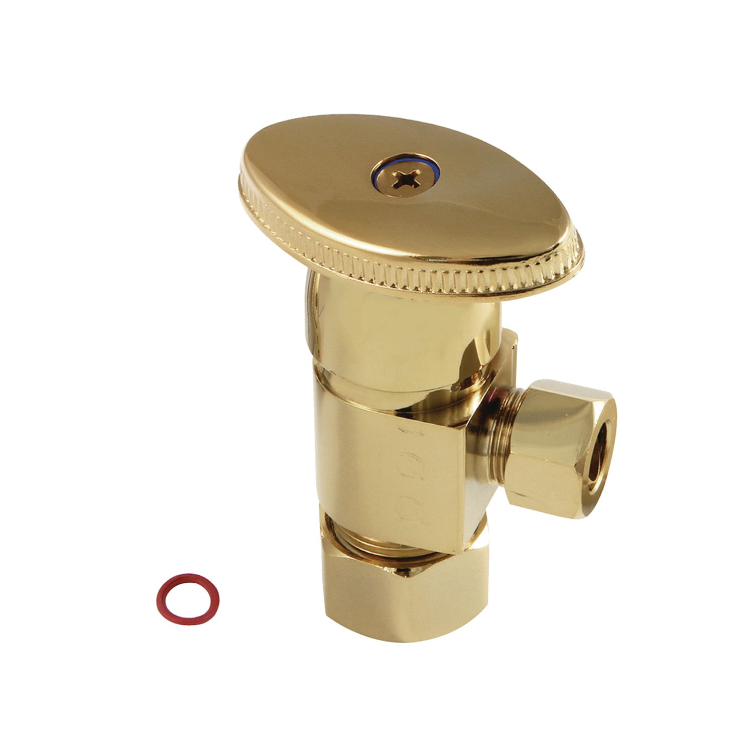 Americana CD53302VA 5/8 Inch O.D. Comp x 3/8 Inch O.D. Comp Anti-Seize Deluxe Quarter-Turn Ceramic Disc Cartridge Angle Stop Valve - Polished Brass for Kitchen, Bathroom & Plumbing Fixtures