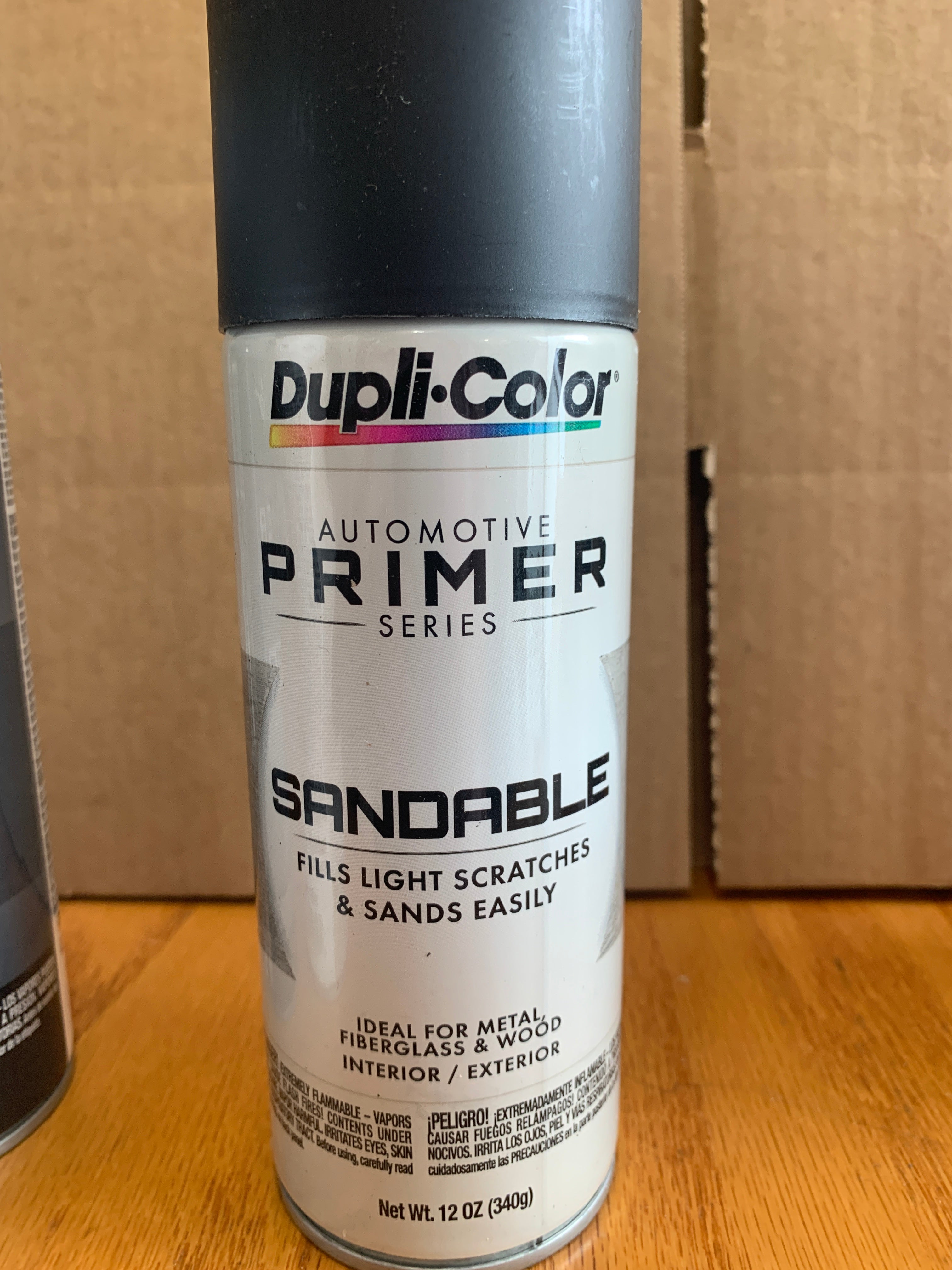 Dupli-Color 12 oz Sandable Primer Spray Paint - High Adhesion Auto & DIY Primer for Cars, Metal, Wood - Perfect for Rust Repair & Surface Preparation