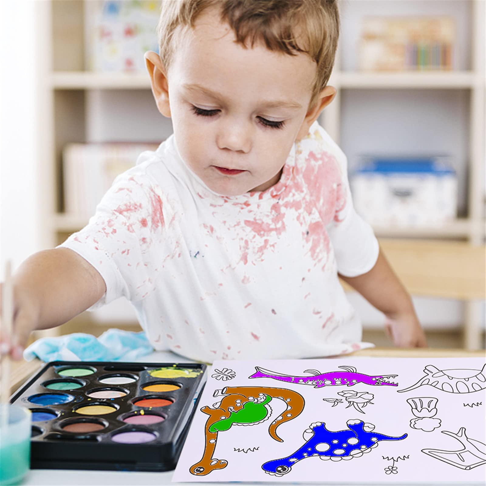 Dinosaur Drawing Paper Roll for Kids - 11.8x118 Inch Reusable Art Paper with Patterns, Tracing & Coloring Pages - Perfect for DIY Crafts, Sticker Projects & Children's Painting Activities