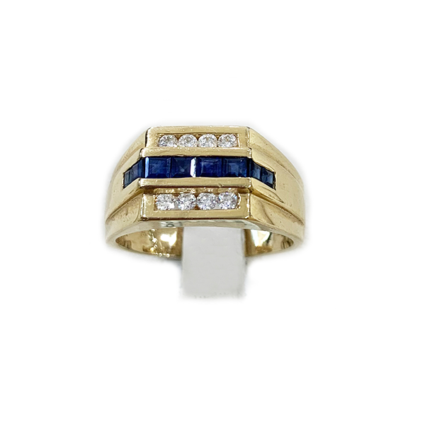 14K Yellow Gold Men's Sapphire Ring - Elegant Blue Gemstone Jewelry for Gifts, Weddings & Special Occasions