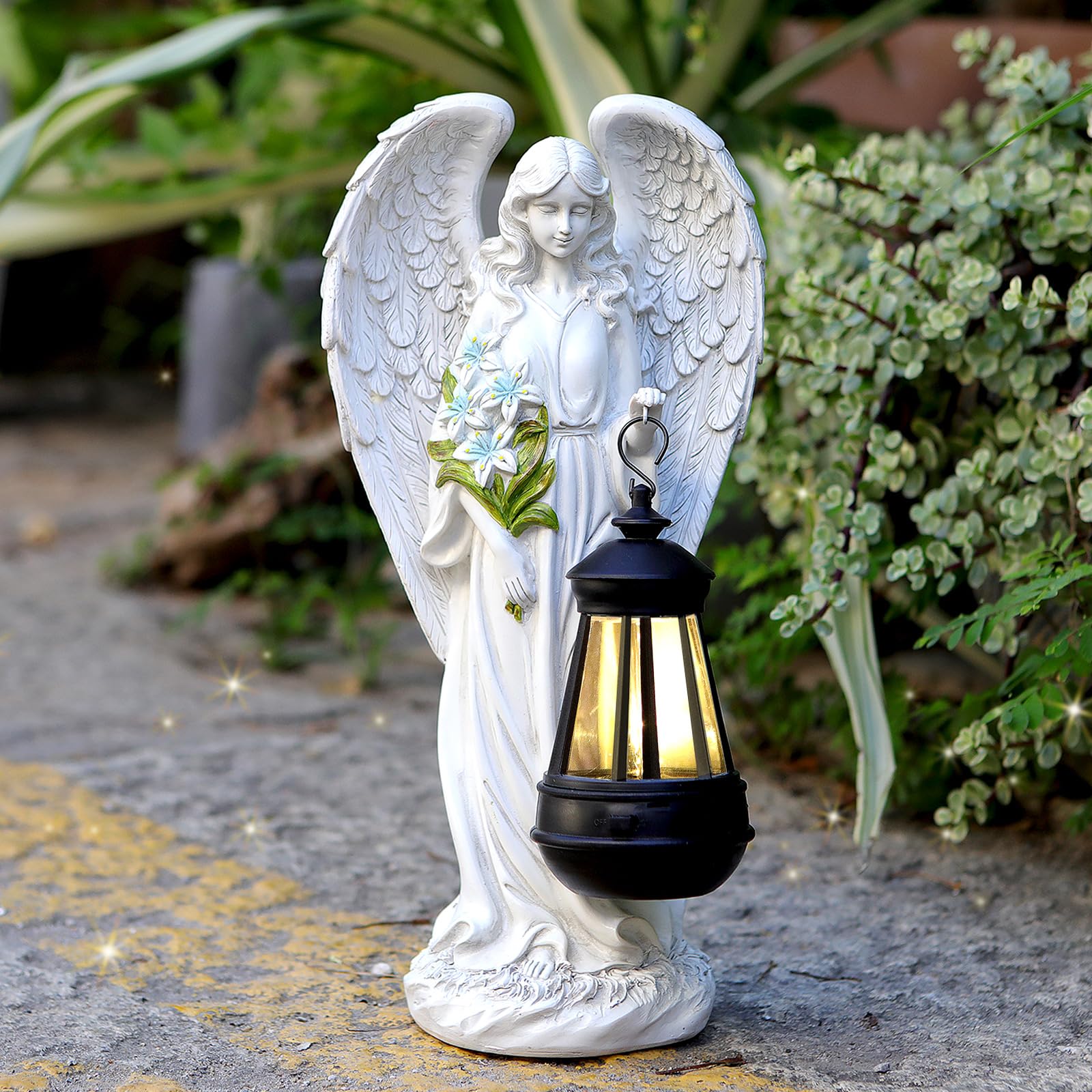 Solar Powered Angel Garden Statues – 13.2 Inch Outdoor Decor for Yard, Patio, Balcony & Lawn | Weather-Resistant Solar Sculpture | Perfect Gift for Women, Mom & Grandma | Ideal for Garden Decor, Front Yard Display & Outdoor Lighting