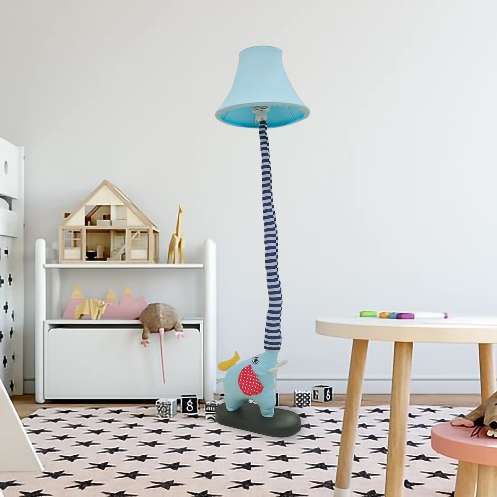 Blue Elephant Creative Design Modern Floor Lamp - 51 Inch Tall Hand-Stitched Standing Lamp for Bedroom & Living Room with E26 LED Bulb | Perfect for Nursery, Kids Room Decor & Cozy Reading Corner