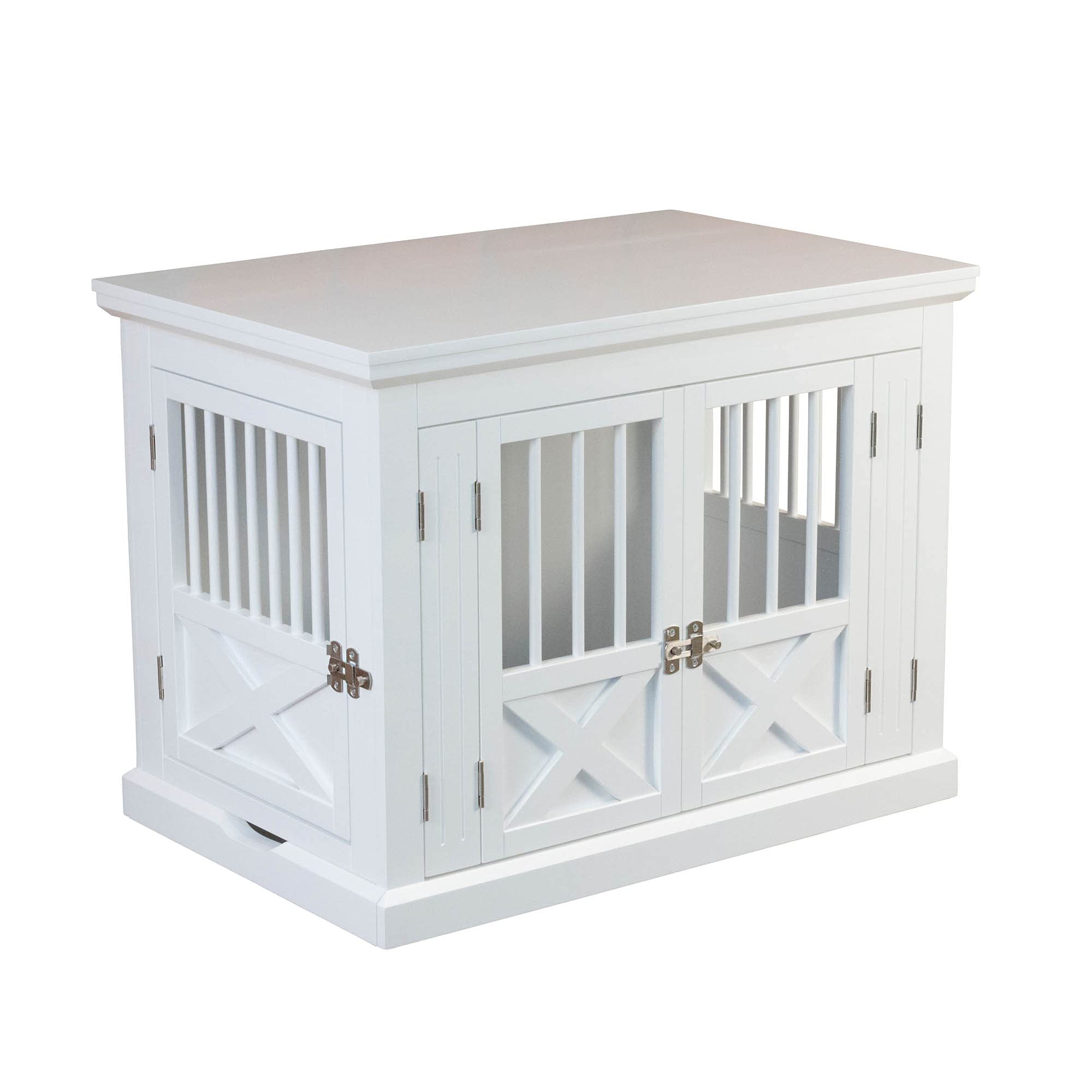 Zoovilla Merry Products Triple Door Medium Dog Crate - White | Indoor & Outdoor Pet Crate for Travel, Training & Home Use