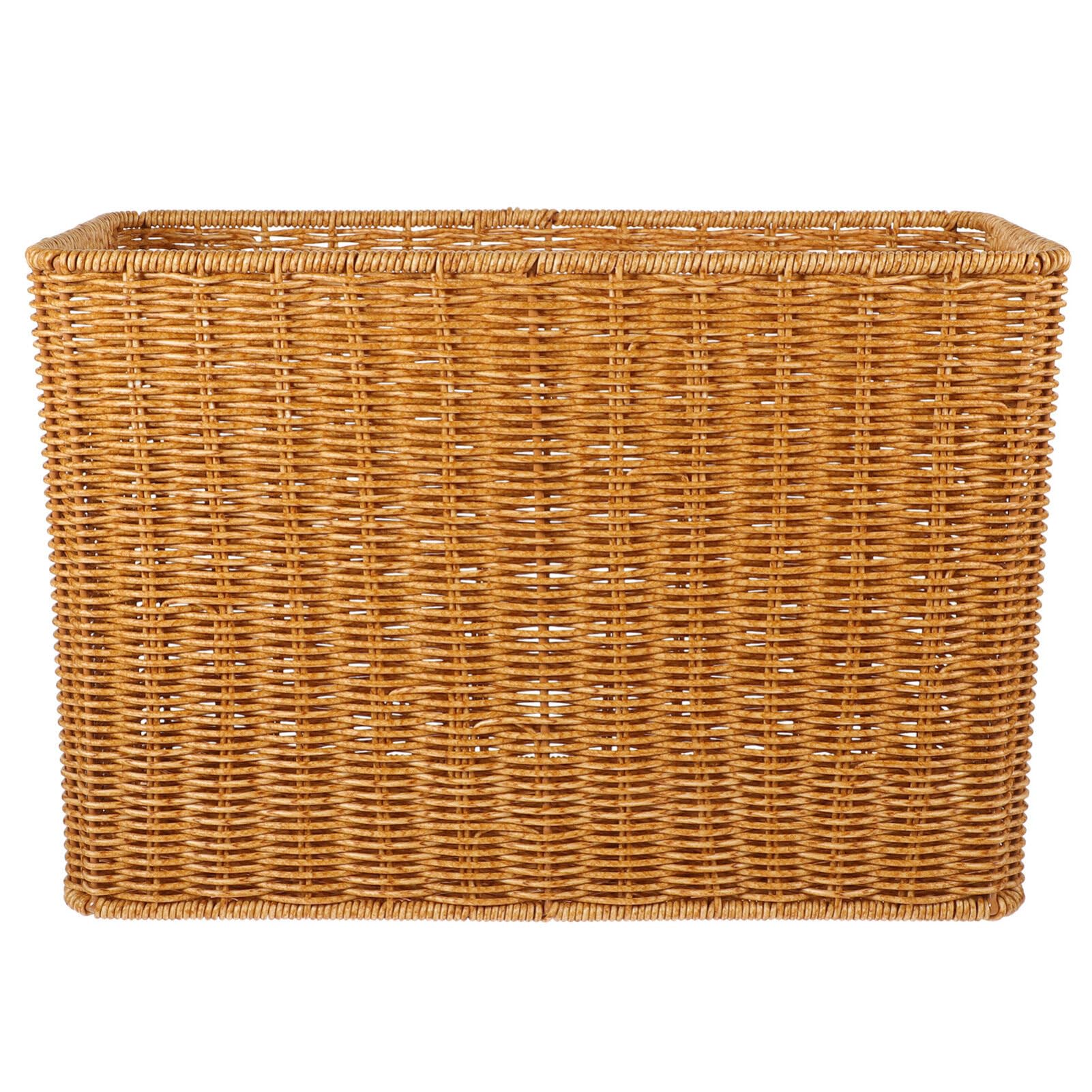PRETYZOOM Natural Woven Wicker Storage Basket with Handle - Rattan Magazine Organizer for Books, Snacks & Clothes - Perfect for Home Decor, Bathroom Storage & Living Room Organization