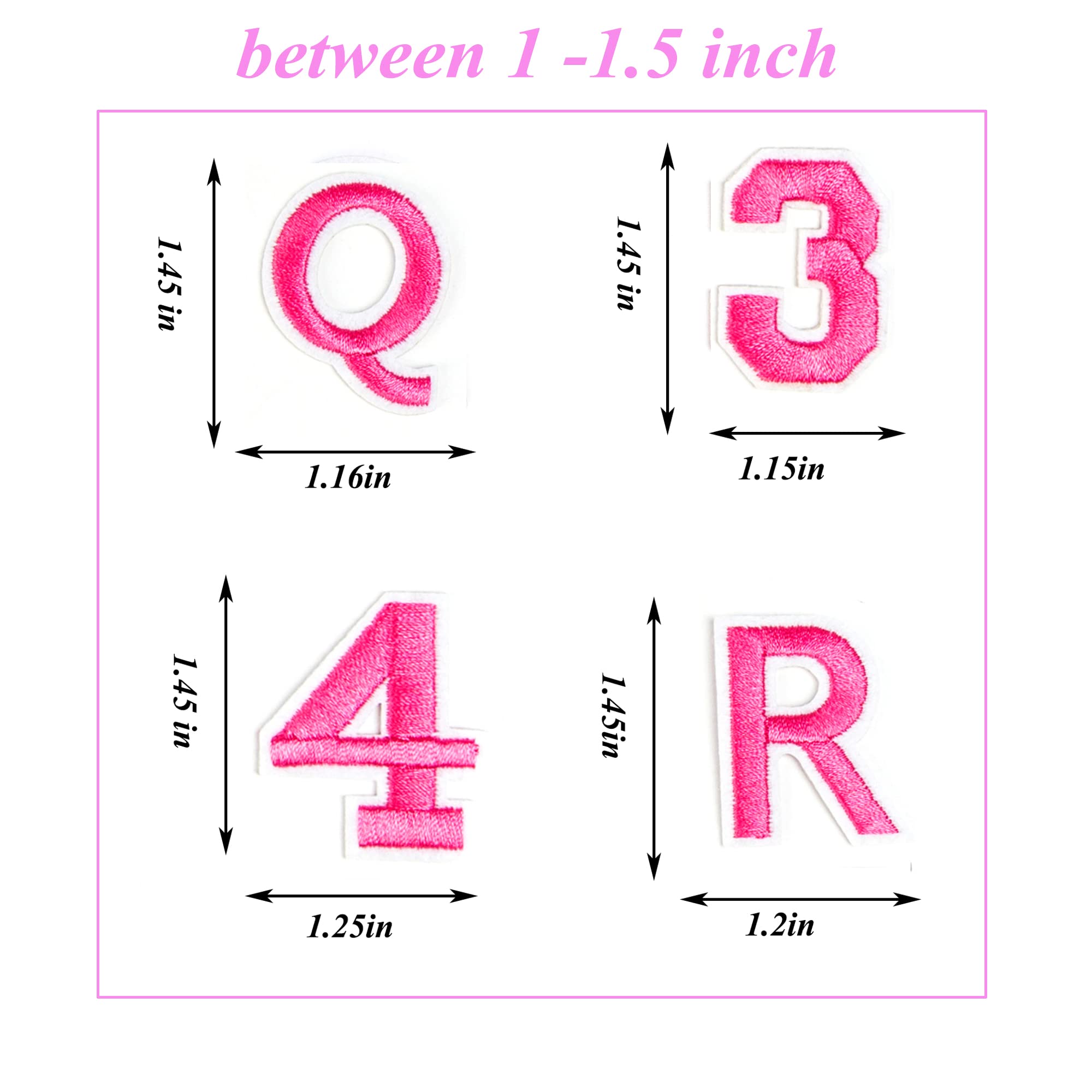 72 PCS Iron-On Embroidered Letters A-Z & Numbers 0-9 Patches - DIY Clothes, Hats, Jeans, Jackets - Perfect for Customizing Kids' Clothing, School Uniforms & Fashion Accessories (Pink)