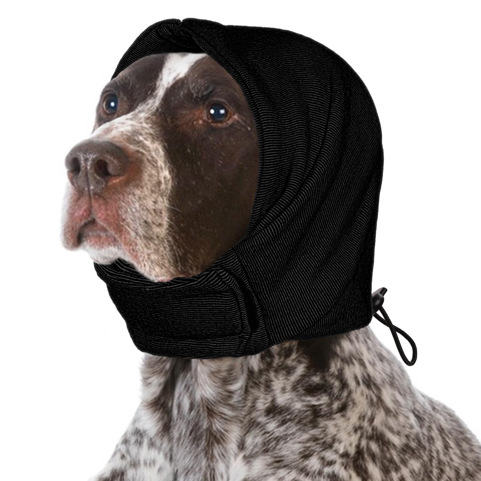 SUNFURA Dog Calming Hoodie - Anxiety Relief & Noise Protection for Dogs | Anti-Shake Ear Wraps for Fireworks, Grooming & Force Drying | Pet Neck Warmer & Ear Muffs for Noise Cancelling (Black, Medium) | Perfect for Nervous Pets During Storms, Travel & Vet Visits