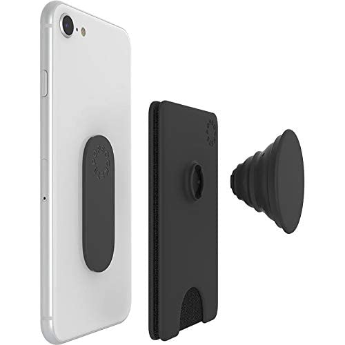 PopSockets Phone Grip with Wallet & Car Vent Mount - Black | Secure Phone Holder for Driving, Hands-Free Use & Easy Access to Cards