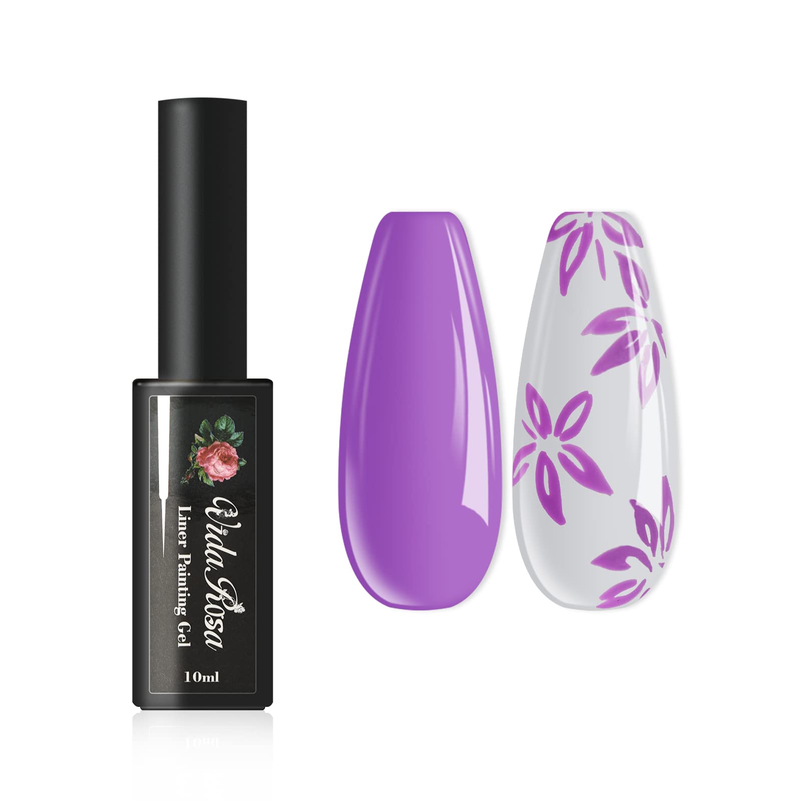 VidaRosa 10ML UV LED Gel Nail Polish Pen Set - 3D Nail Art Liner for DIY Manicure, Salon Professional Drawing & Painting Gel (Lilac Purple) | Perfect for Home Nail Design & Professional Salon Use