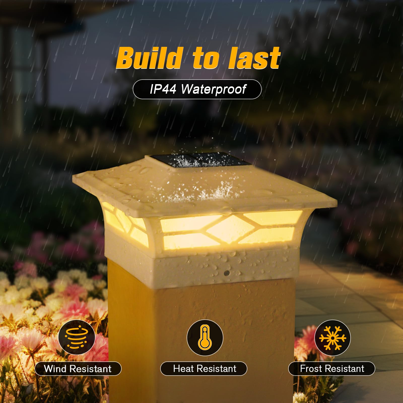 Solar Fence Post Lights - 4x4 Solar Post Cap Lights for Vinyl Fence, Waterproof Outdoor Solar Deck Lights in Warm White/Cool White - Perfect for Garden Pathway, Patio, Deck and Backyard Decoration Lighting