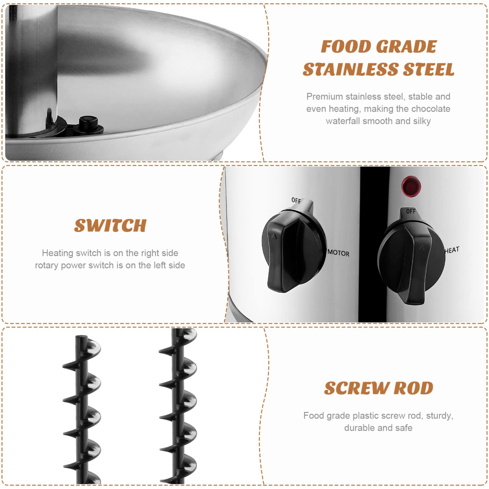 Stainless Steel Chocolate Fondue Fountain for Parties & Desserts