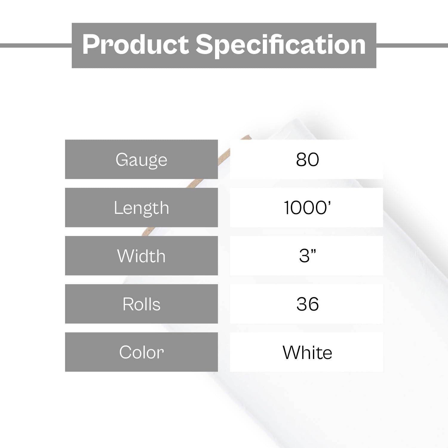 PSBM White Mini Stretch Wrap with Plastic Handle - 36 Pack, 3 Inch x 1000 Feet, 80 Gauge Plastic Cling Film Rolls for Color Coding, Storing & Shipping Pallets - Ideal for Warehouse, Moving & Industrial Packaging